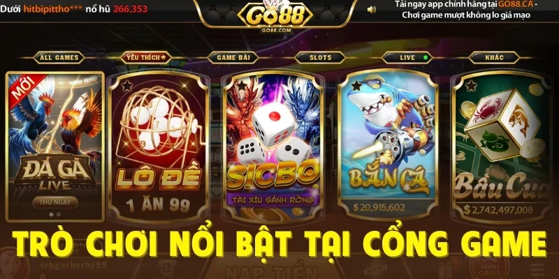 Trò chơi nổi bật tại cổng game
